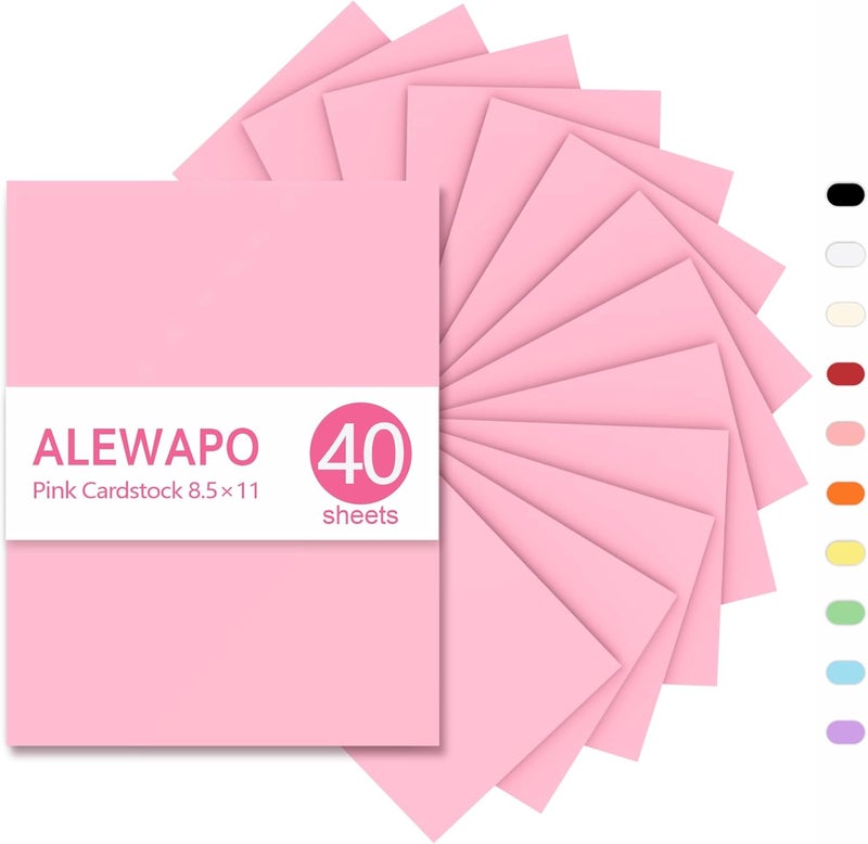 ALEWAPO Pink Cardstock 8.5 x 11 Thick Paper, 40 Sheets, ThickPaper 75 LB/200 GSM, Cardstock Printer Paper 8.5 x 11, Pink Card Stock for Invitations, Menus, Wedding, DIY Cards - Image 1